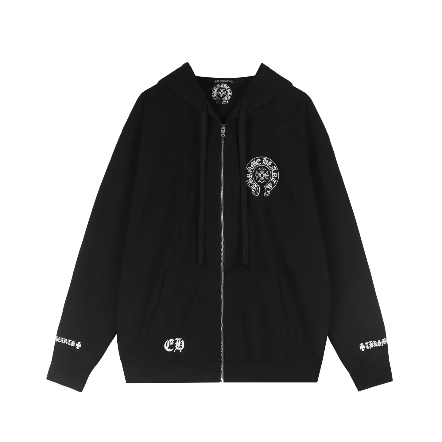 P310 Chrome Hearts Chrome Hearts Cardigan Horseshoe Printed Hooded Sweatshirt Size: SMLXL Color: White Black